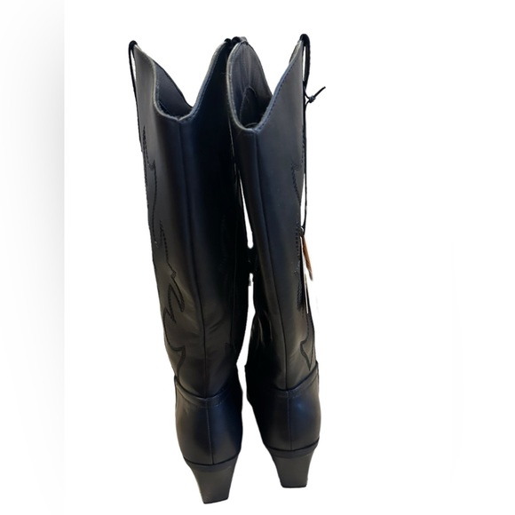 Madden Girl Black Western Cowboy Pull On Boot block heel tall concert indie - Picture 3 of 8